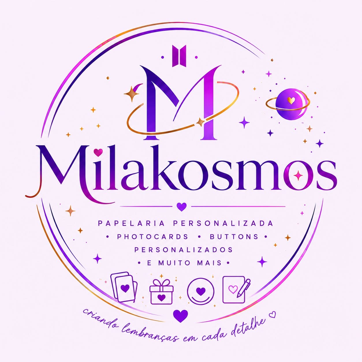 Logo Milakosmos — papelaria personalizada