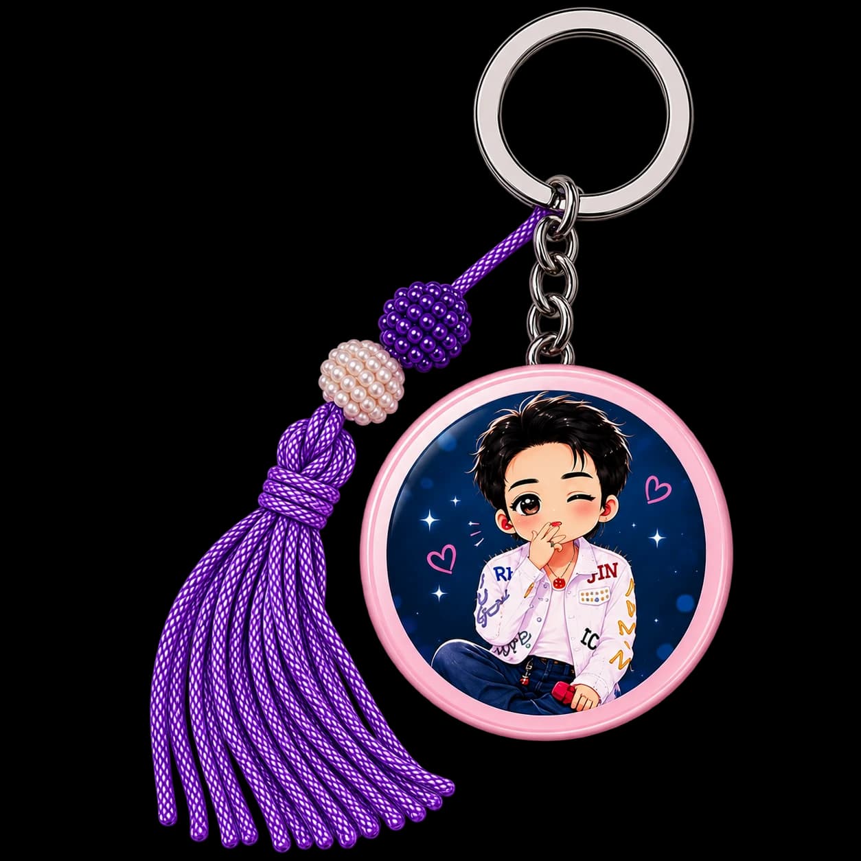 Chaveiro personalizado com argola, pingente e tassel